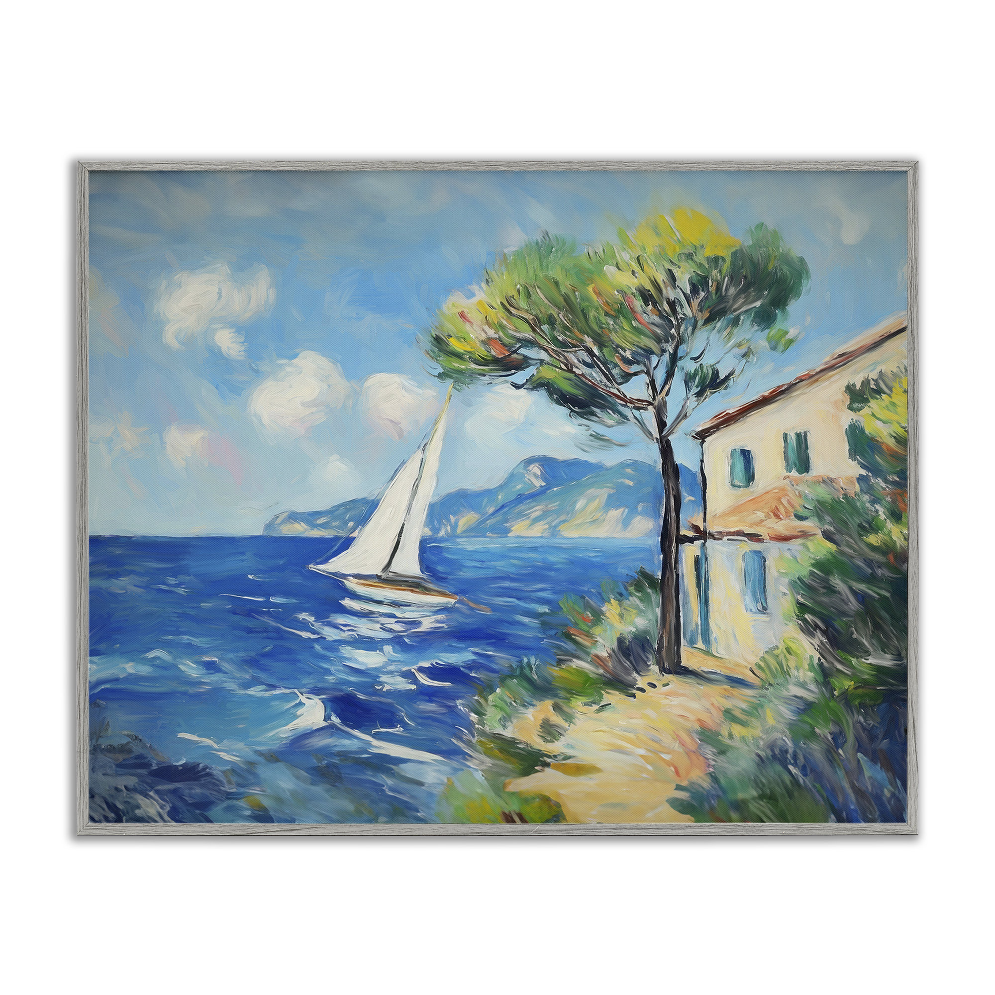 Highland Dunes Sailboat & Beach Villa Giclee Art by Ramona Murdock