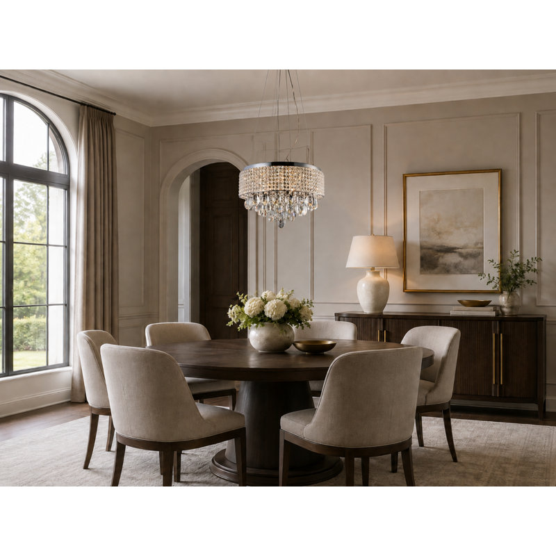 Lustre tambour en cristal 6 lumières Transitional