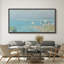 «Coastal Beach Harbor View At Dusk Seaside Town And Sail Ships», reproduction d'art sur toile-111566002-98042060
