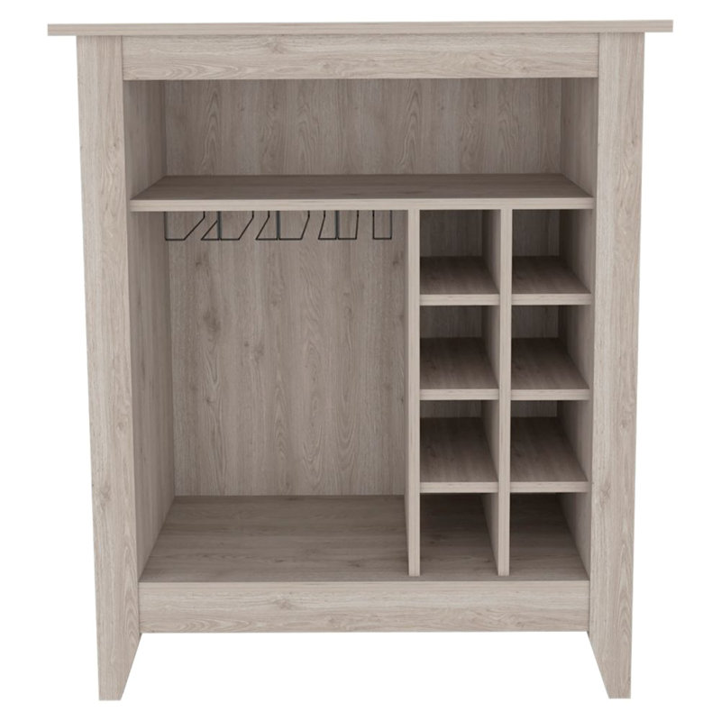 Essential Bar Cabinet, One Open Shelf, Six Built-in Wine Rack, One Drawer -Light Gray