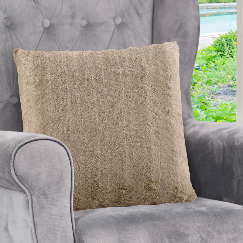 Housse de coussin en similifourrure, 18 po x 18 po, Sable