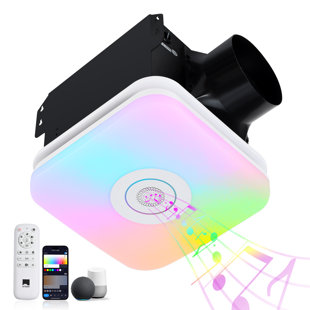 Orison Bathroom Exhaust Fan With Rgb Music Light, Bathroom Vent Fan Featuring Light With 3 Color Temperatures, Remote Control