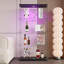 Vitrine à deux portes avec 4 lumières en verre et éclairage DEL pour le salon, la chambre à coucher et le bureau