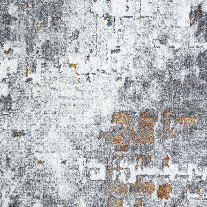 Tapis gris abstrait à notification, Tapis de couloir 2 pi 7 po x 9 pi 10 po
