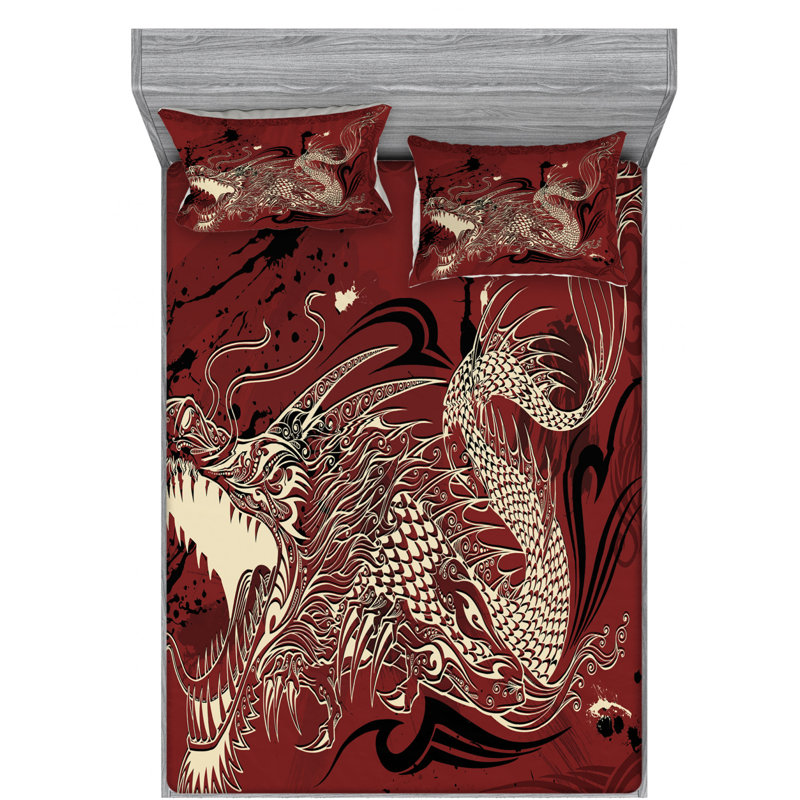 Dragon Microfiber Sheet Set, Full Sheet Set + Fitted Sheet + 2 Pillowcases