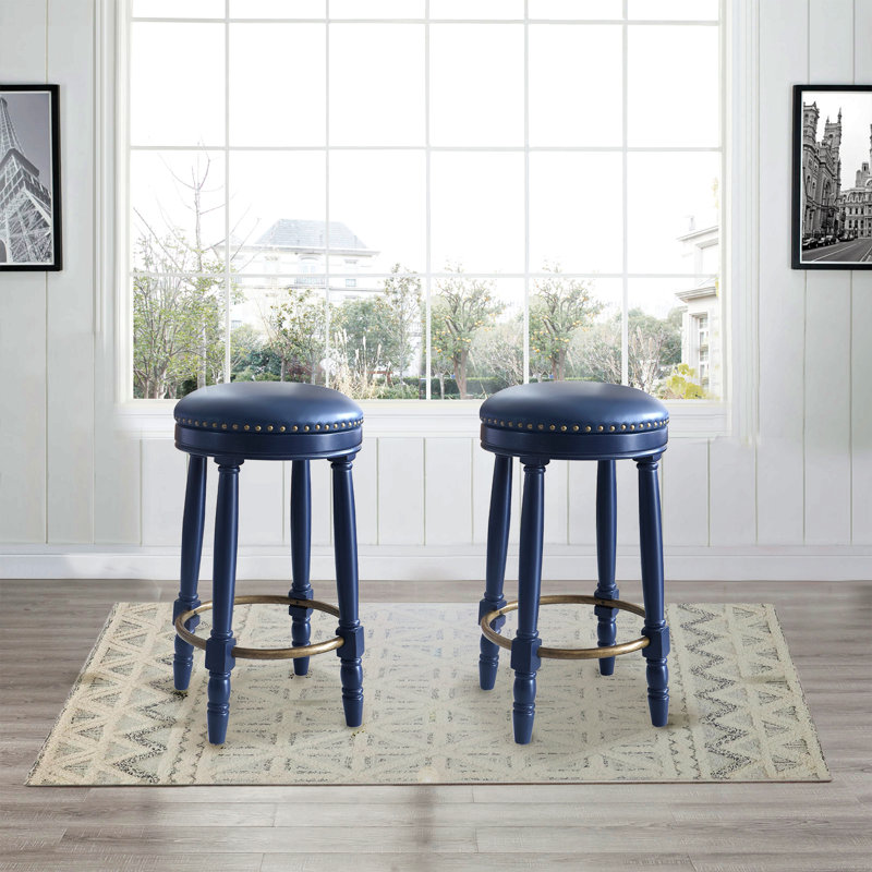 Ensemble de tabourets de bar 2, tabouret de bar pivotant à 360 ° en bois à hauteur de comptoir 26 po avec siège rembourré