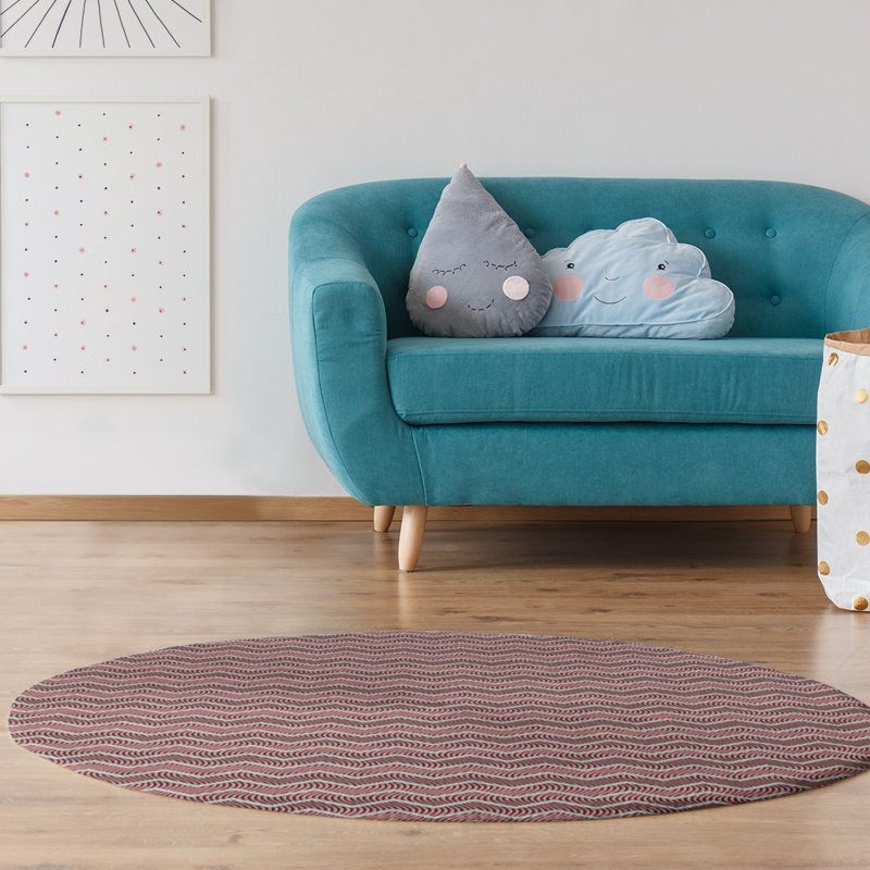 Chenille Chevron Indoor Rug, Round 5'