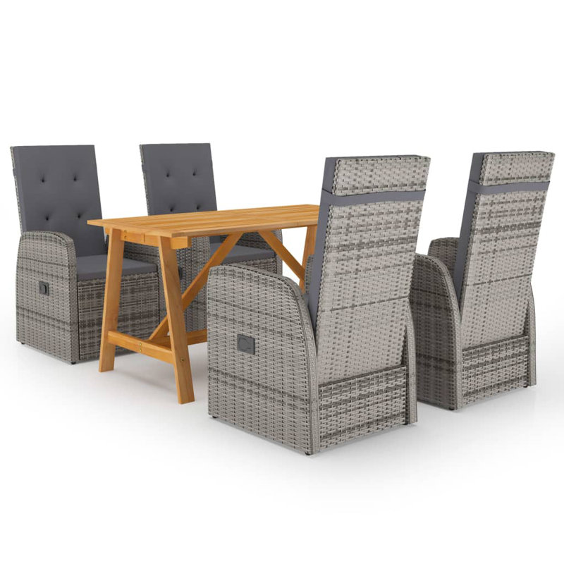 4 - Person Wicker Patio Dining Set with Rectangular Table , Cushions Included