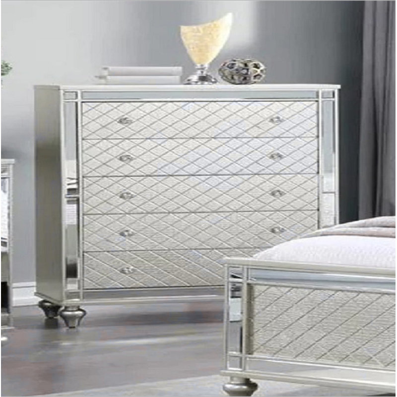 Commode de chambre à coucher 1 tiroir 5 pièces Glam