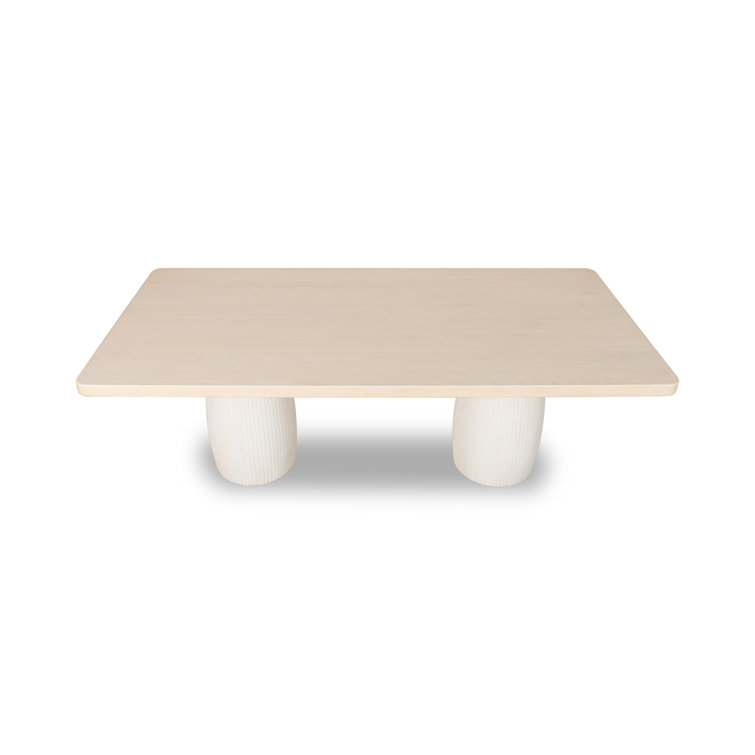 Keegan Plaster Base Wood Top Dining Table In White Sand And Ivory
