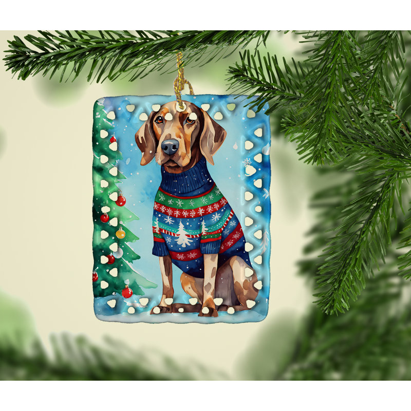 Ornement en porcelaine Coonhound Christmas, Coonhound 3375