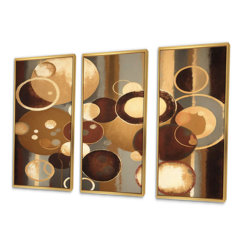 «Aged Barrel Universes II», reproduction sur toile 3 pièces, Toile avec cadre doré, H 32 po x l 48 po x P 1 po