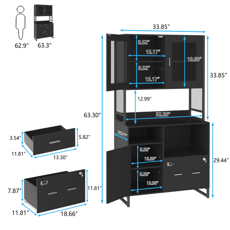 Raenee 33.85'' Wide 3 -Drawer File Cabinet