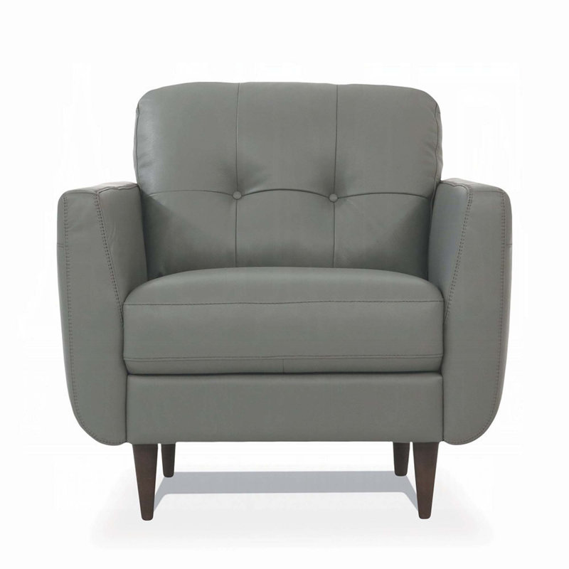 Bove Upholstered Armchair, Pesto Green Genuine Leather
