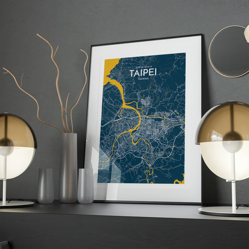 Taipei City Map In Amuse - No Frame Print, 17cm H x 11cm W x 0.05cm D