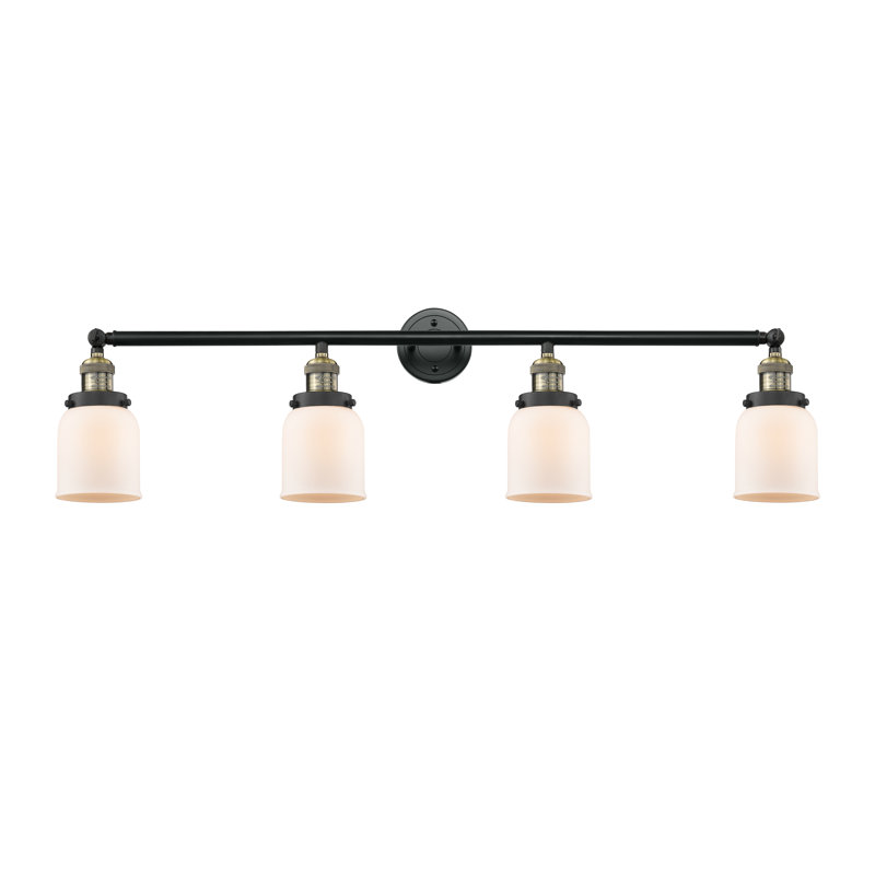 Bell - Éclairage pour meuble-lavabo 4 lumières 42 po, Blanc mat, Incandescent, Laiton antique noir