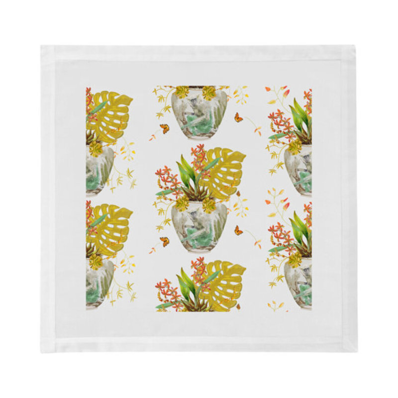 Monkey Jungle Hemstitch 22" Linen/Cotton Napkin, Dijon
