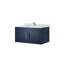 Ensemble de meuble-lavabo bleu marine l 36 po x P 22 po, comptoir en quartz blanc et robinet-255256921-255256920