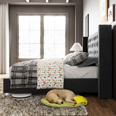 Dryden Upholstered Wingback Bed