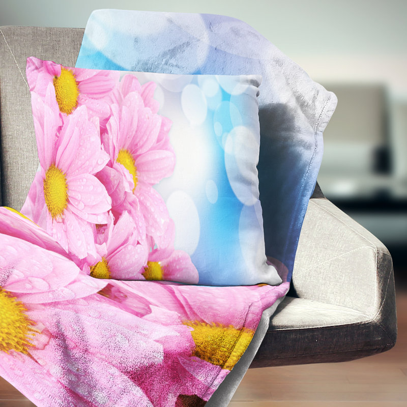 Magnifique bouquet de fleurs roses - coussin à imprimé floral, 16 po x 1 po, Coussin décoratif, Rose foncé