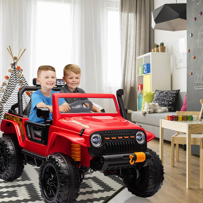 Chariot électrique 24V pour enfants avec télécommande, Rouge