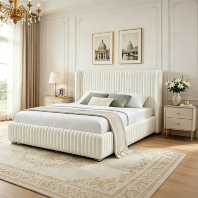 Functional Vertical Striped Bed with Gas Lift Storage