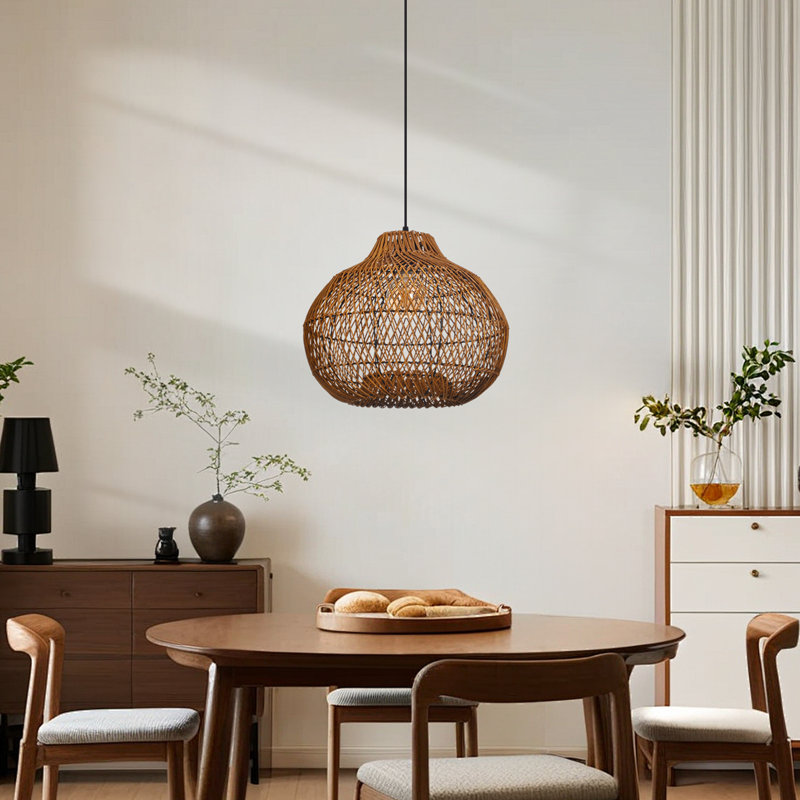 Suspension rétro en rotin pour table de salle à manger RatRetro, H 15,35 po x l 15,75 po x P 15,75 po