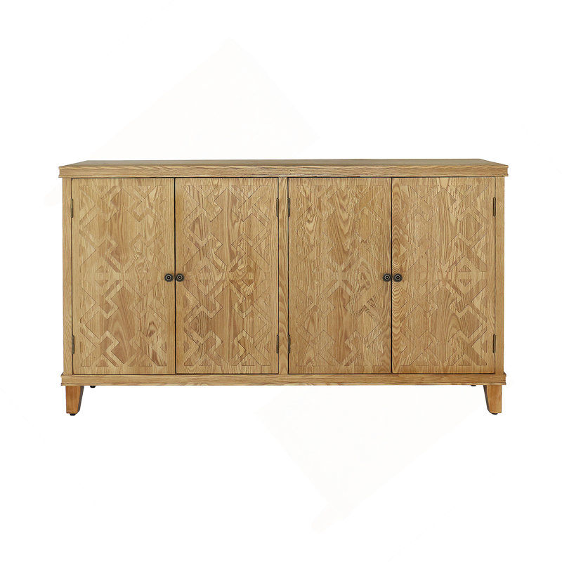 Armoire d'appoint polyvalente avec quatre portes, idéale pour plusieurs pièces, offrant un espace de rangement et de présentation pour la décoration intérieure