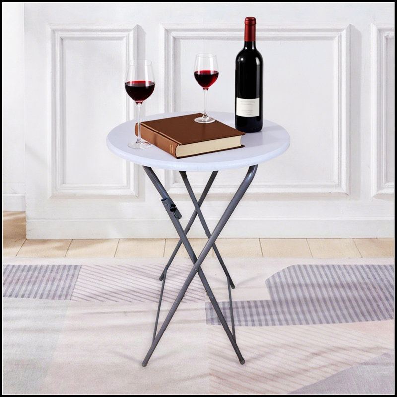 Ensemble de 2 tables de bar compactes et pliantes avec pieds amovibles pour faciliter le rangement et le transport, idéal pour les petits espaces et les réceptions.
