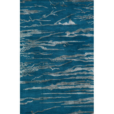 Tapis à motif abstrait touffeté fabriqué à la main cobalt Martone