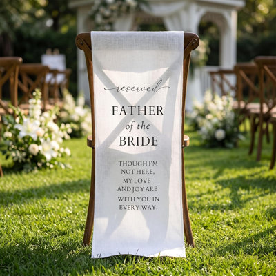 Wedding Memorial Chair Sash Linen‑Cotton Reserved Seat Banner In Memory of Deceased Parents for Wedding Ceremony
