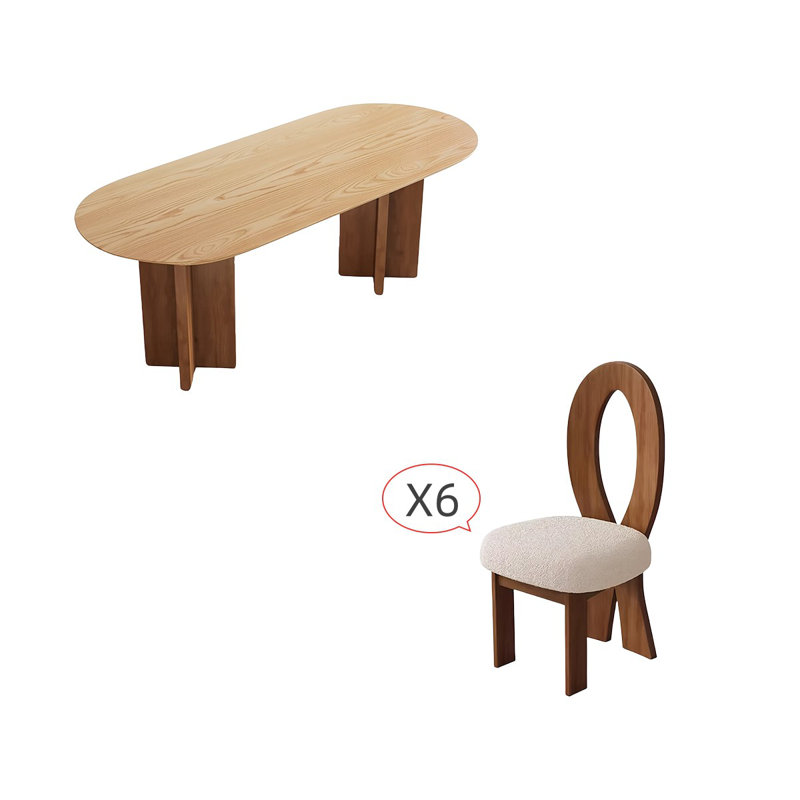 Simple Oval Solid Wood Dining Table Sets, 29.5"H x 70.8"L x 31.5"W