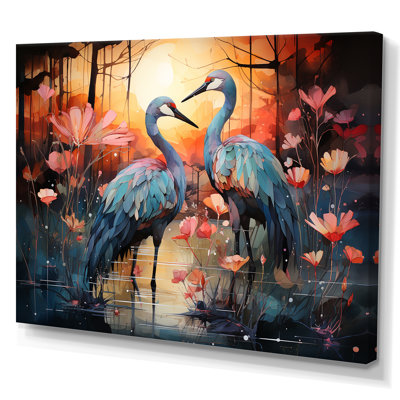 Flamant crépuscule sur toile