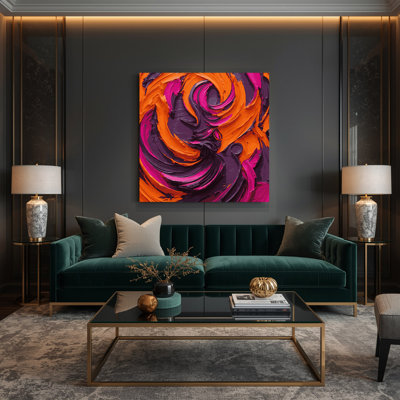 Art mural abstrait sur toile rouge figuratif