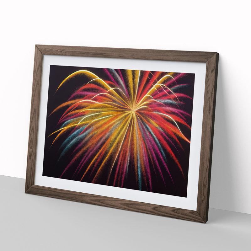 Cosmopolitan Fireworks - Framed Print, 25cm H x 34cm W x 2cm D, Walnut Framed