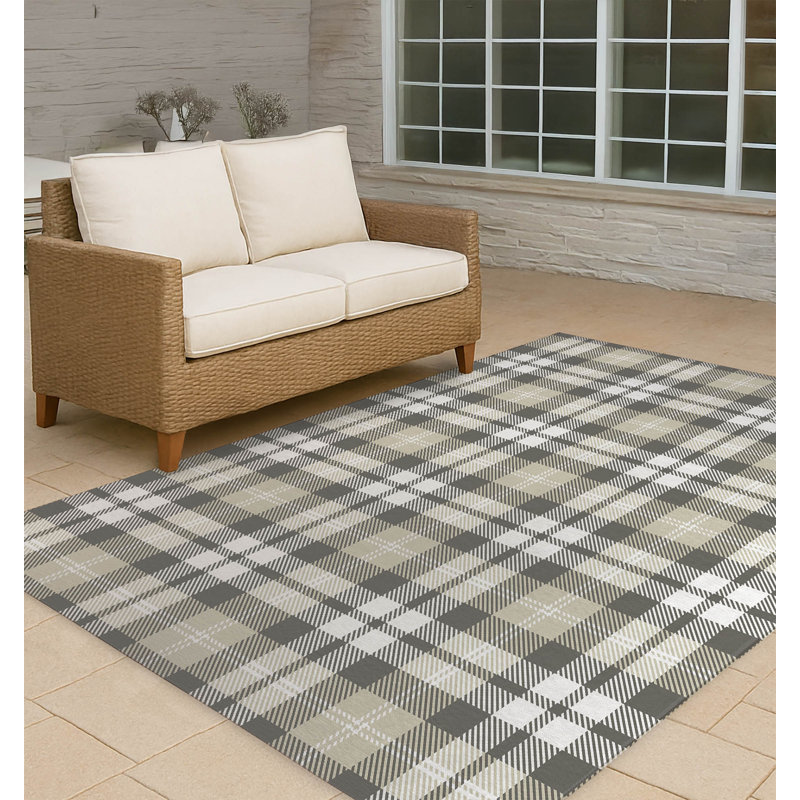 Tapis d'extérieur antidérapant Gen Plaid, Rectangle 5 pi x 7 pi