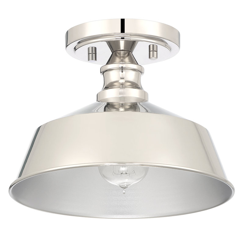 Plafonnier semi-encastré 1 lumière 10 po Jeb, Nickel poli