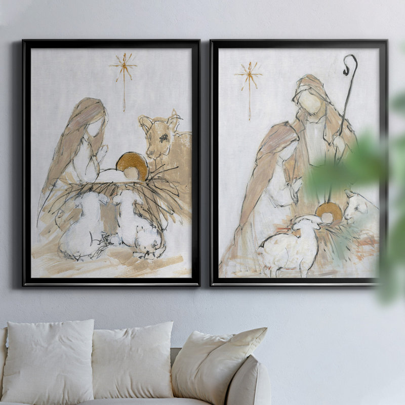 Sainte nuit, ensemble de 2 impressions, Impression encadrée sans passe-partout, H 22,5 po x l 61 po, Ne s’applique pas