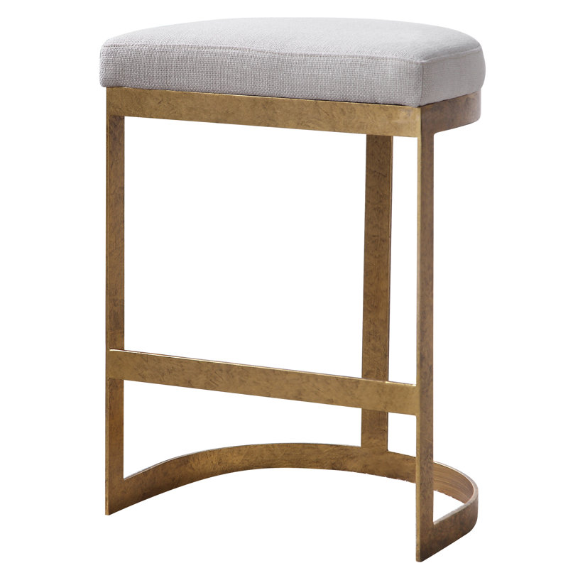 Ivanna Upholstered Stool with Metal Frame, Gold