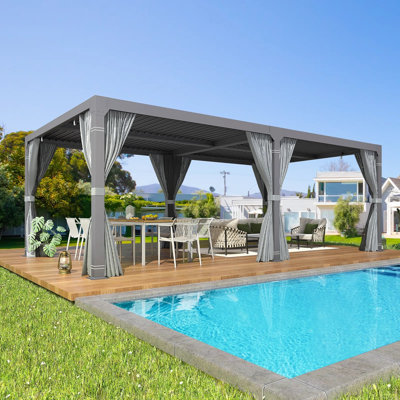 10 x 20 FT Outdoor Louvered Pergola with Adjustable Roof & Hidden Drainage – Rustproof Aluminum Hardtop Gazebo for Patio, Backyard, Deck & Garden