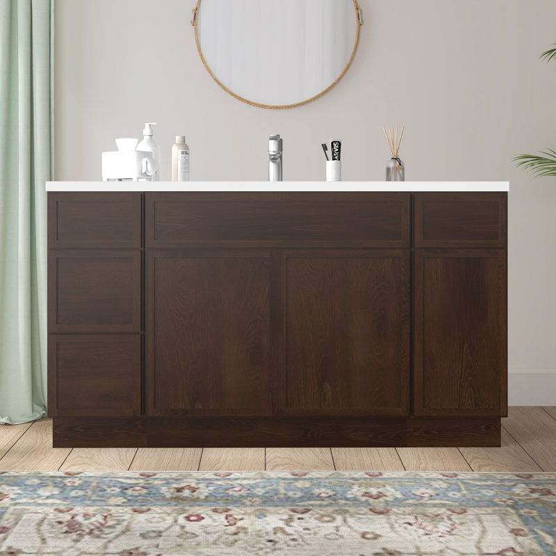 Base de meuble-lavabo simple 54 po seulement, Brun