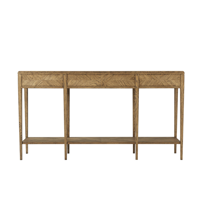 Dawn Oak Mirrored Console Table with Storage