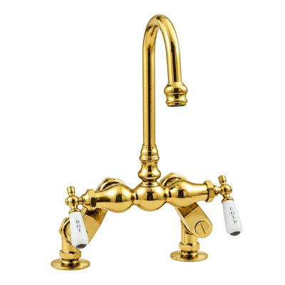 Robinet de baignoire à fixation sur le comptoir avec poignées leviers en porcelaine