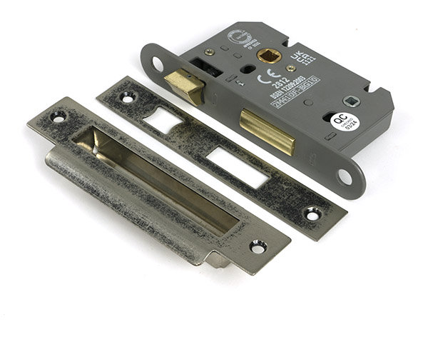 Heavy Duty Bathroom Lock, Pewter Patina