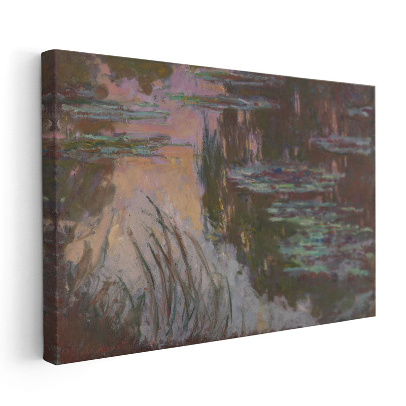 Nymphéas, soleil couchant, 1907 - reproduction d'art sur toile, H 32 po x l 48 po