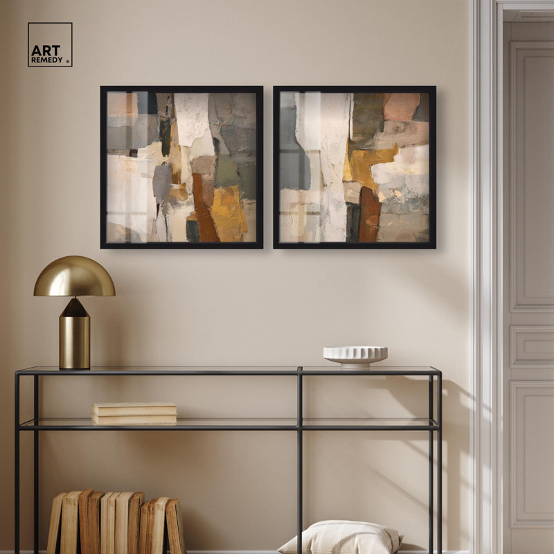 Ensemble de décoration murale Patchwork Plains Shadowbox Print par Art Remedy, cadre noir, 20 x 20, 21" H x 21" W