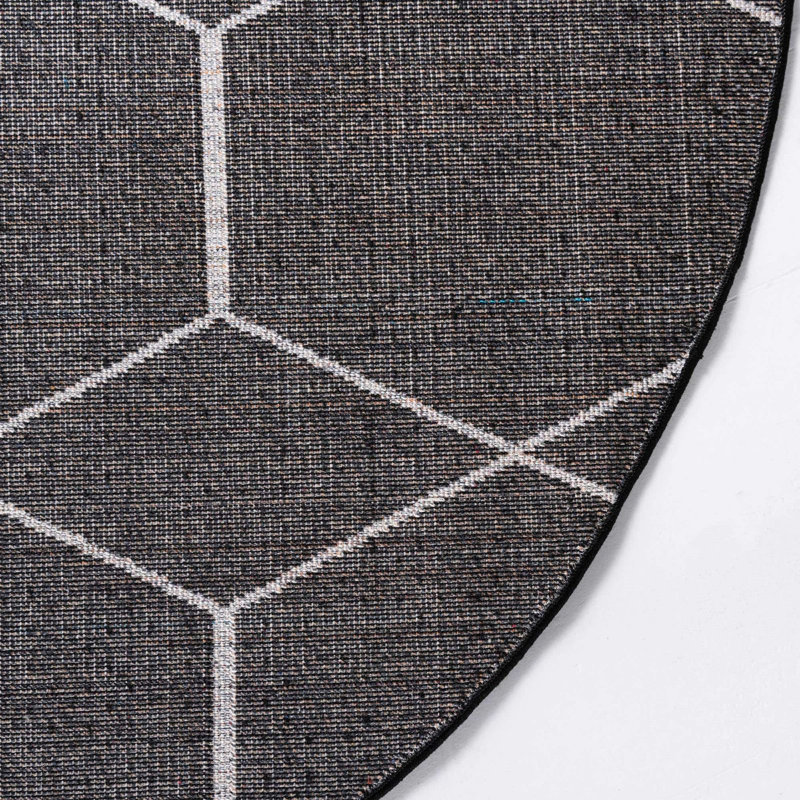 Tapis gris foncé Debrodie, Gris foncé, Rond 10pi