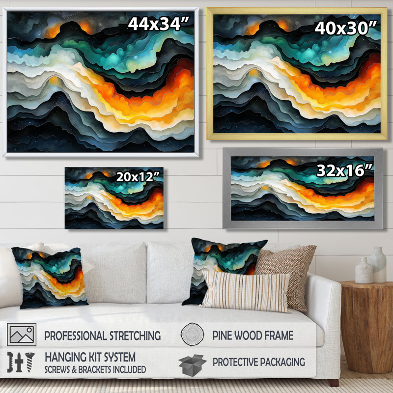 Wooding Minimalist Ethereal Abstract Marble Ocean II - art mural abstrait, H 12 po x l 20 po, Blanc