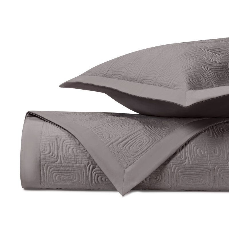Maze Quilted Sateen Coverlet Set, Chrome, Queen Coverlet + 2 Standard Shams