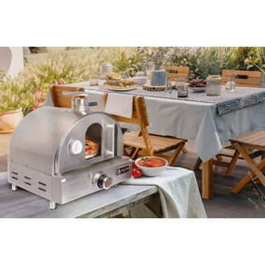 Outsunny Outdoor Portable Pizza Oven Pellet Pizza Maker Grill w/ Foldable  Legs Thermometer Pizza Stone Anti-scald Handles Stainless Steel Body, for  Garden Backyard Camping Cooking Thermometer